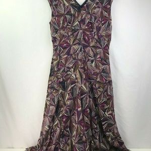 Talbots Floral Print Pure Silk Dress V Neck